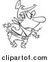 Vector of a Cartoon Cowboy Smoking a Cigarette - Coloring Page Outline by Toonaday