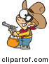 Vector of a Cartoon Cowboy Trick-Or-Treater Pointing a Gun While Grinning on Halloween by Toonaday