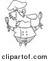 Vector of a Cartoon Crazy Chef - Outlined Coloring Page by Toonaday