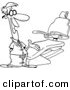 Vector of a Cartoon Dentist Gesturing to a Chair - Outlined Coloring Page by Toonaday