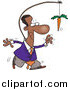Vector of a Cartoon Determined Black Businessman Chasing After a Carrot on a Stick by Toonaday