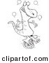 Vector of a Cartoon Dinosaur Juggling on a Unicycle - Outlined Coloring Page by Toonaday