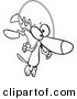 Vector of a Cartoon Dog Jumping Rope - Coloring Page Outline by Toonaday