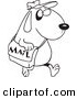 Vector of a Cartoon Dog Postal Worker Carrying a Mail Bag - Outlined Coloring Page by Toonaday