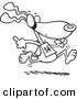 Vector of a Cartoon Dog Running in a Race - Coloring Page Outline by Toonaday