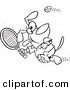 Vector of a Cartoon Dog Swinging a Tennis Racket - Outlined Coloring Page by Toonaday