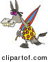 Vector of a Cartoon Donkey Carrying an Umbrella While Walking to the Beach by Toonaday