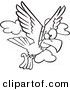Vector of a Cartoon Eagle Flying - Coloring Page Outline by Toonaday