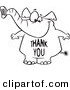 Vector of a Cartoon Elephant with a Thank You Belly - Outlined Coloring Page by Toonaday