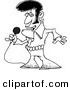 Vector of a Cartoon Elvis Impersonator Singing - Outlined Coloring Page Drawing by Toonaday