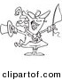 Vector of a Cartoon Energetic Ringmasater - Outlined Coloring Page by Toonaday