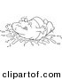 Vector of a Cartoon Fat Man Doing a Belly Flop - Coloring Page Outline by Toonaday