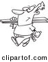Vector of a Cartoon Fencer Carrying Planks - Outlined Coloring Page by Toonaday