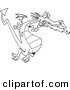 Vector of a Cartoon Fire Breathing Dragon in Flight - Outlined Coloring Page by Toonaday