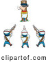 Vector of a Cartoon Firing Squad Pointing Guns at a Man Tied to a Pole by Jtoons