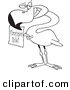 Vector of a Cartoon Flamingo Holding a Flamingos Rule Sign - Outlined Coloring Page by Toonaday