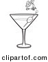Vector of a Cartoon Fly Diver over a Martini Black and White Outline - Outlined Coloring Page by Toonaday