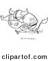 Vector of a Cartoon Football Bull Running - Outlined Coloring Page by Toonaday