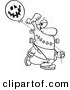 Vector of a Cartoon Frankenstein Walking with a Halloween Jackolantern Balloon - Coloring Page Outline by Toonaday