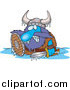 Vector of a Cartoon Frozen Viking in a Puddle by Toonaday