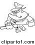 Vector of a Cartoon Gangster Bulldog Carrying a Violin Case - Outlined Coloring Page Drawing by Toonaday