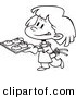 Vector of a Cartoon Girl Baking Cookies - Coloring Page Outline by Toonaday