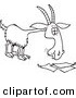Vector of a Cartoon Goat Eating Paperwork - Outlined Coloring Page Drawing by Toonaday
