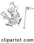 Vector of a Cartoon Golfer Celebrating a Hole in One - Outlined Coloring Page by Toonaday