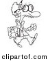 Vector of a Cartoon Goofy Professor - Coloring Page Outline by Toonaday