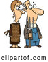 Vector of a Cartoon Gothic Farmer Husband and Wife Standing Side-by-Side with a Pitch Fork by Toonaday