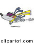 Vector of a Cartoon Gray Race Dog Running and Wearing Goggles by Toonaday