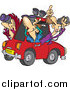 Vector of a Cartoon Group of White Male Birders Using Binoculars in a Car by Toonaday