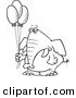 Vector of a Cartoon Grumpy Elephant Holding Balloons - Coloring Page Outline by Toonaday