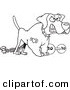 Vector of a Cartoon Guard Dog with a Dumbbell - Outlined Coloring Page Drawing by Toonaday