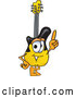 Vector of a Cartoon Guitar Mascot Pointing Finger up by Mascot Junction