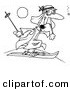 Vector of a Cartoon Guy Sand Skiing - Coloring Page Outline by Toonaday