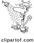 Vector of a Cartoon Guy Singing in the Shower - Coloring Page Outline by Toonaday