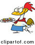 Vector of a Cartoon Happy Chicken Carrying a Plate of Eggs and Bacon by Toonaday