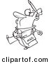 Vector of a Cartoon Happy Mail Man Walking and Whistling - Outlined Coloring Page by Toonaday