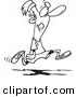 Vector of a Cartoon Happy Man Jogging - Outlined Coloring Page by Toonaday