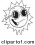Vector of a Cartoon Happy Sun Wearing Shades - Outlined Coloring Page by Toonaday