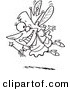 Vector of a Cartoon Happy Tooth Fairy Black and White Outline - Outlined Coloring Page by Toonaday