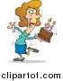 Vector of a Cartoon Happy White Woman Carrying a Birthday Cake with 21 Candles by Toonaday