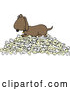 Vector of a Cartoon Hound Dog Protecting Pile of Bones by Djart