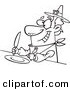 Vector of a Cartoon Hungry Pilgrim Awaiting His Dinner - Outlined Coloring Page by Toonaday