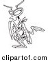 Vector of a Cartoon Hungry Praying Mantis Holding out a Plate - Outlined Coloring Page by Toonaday