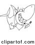 Vector of a Cartoon Hungry Shark - Coloring Page Outline by Toonaday