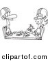 Vector of a Cartoon Husband and Wife Playing Table Football - Coloring Page Outline by Toonaday
