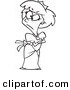 Vector of a Cartoon Irritated Princess - Coloring Page Outline by Toonaday