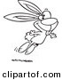 Vector of a Cartoon Jumping Easter Bunny - 2 - Outlined Coloring Page by Toonaday